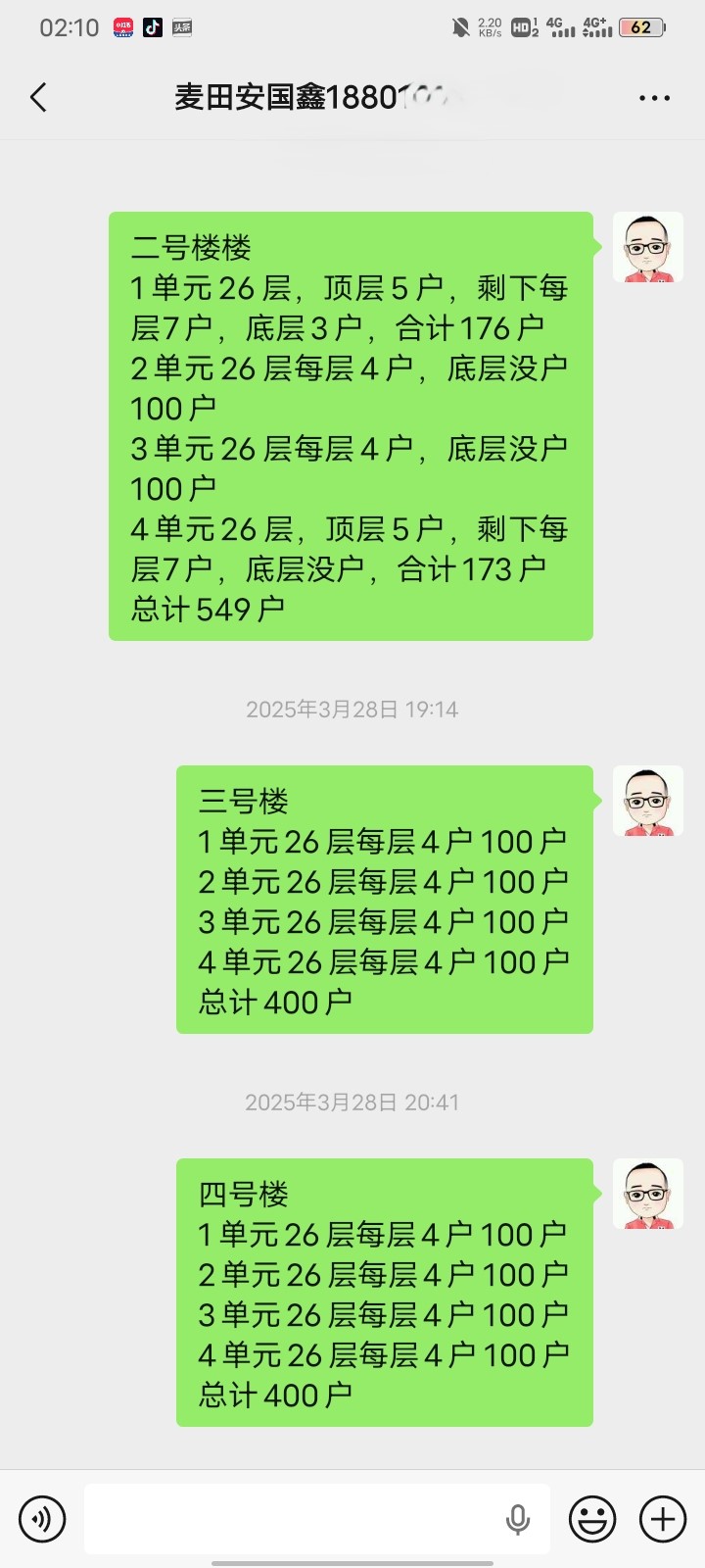 兼职群楼栋报数统计